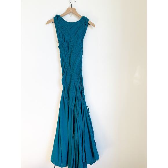 Free People Blurred Lines Midi Teal Blue Maxi Small - Picture 3 of 8